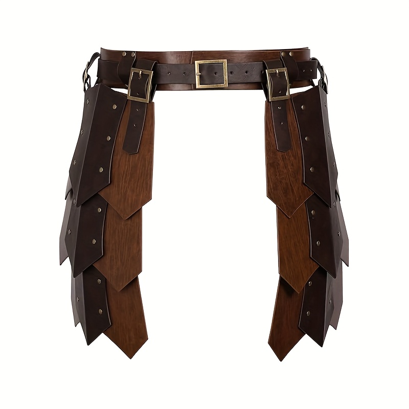 Medieval Faux Leather Wide Belt Thigh Armor, Vintage Style